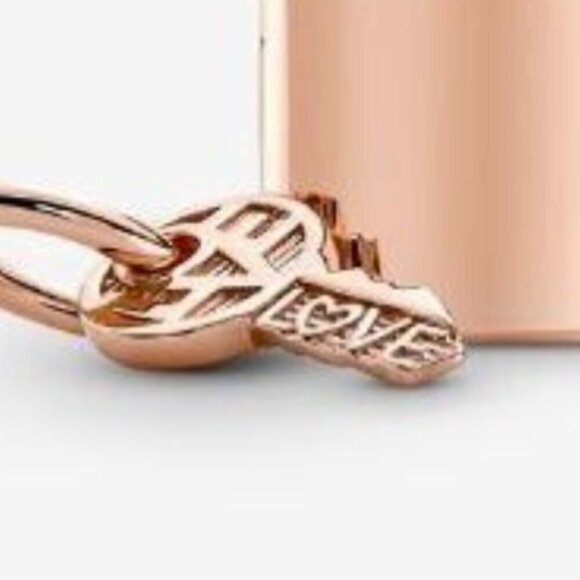 Rose Gold Padlock & Heart Dangle Charm - Picture 4 of 4